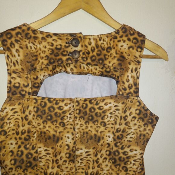 Brioche California Cheetah Print Sheath Dress-Size 11/12-Keyhole Back-USA Made - Picture 6 of 8